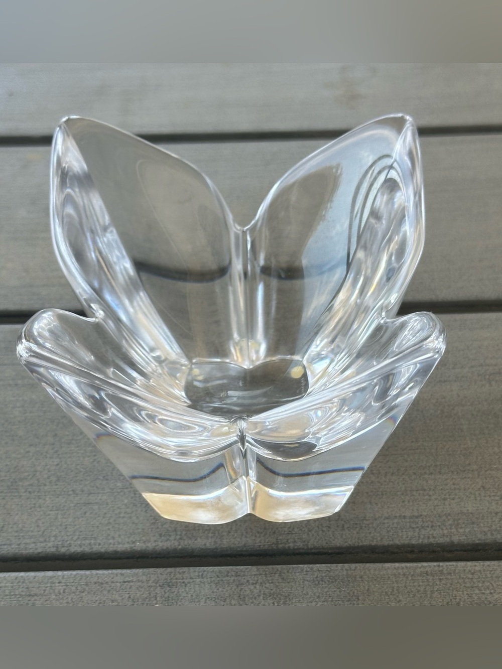 Signed Orrefors Swedish Art Glass Lotus Flower 3” x 5.5”